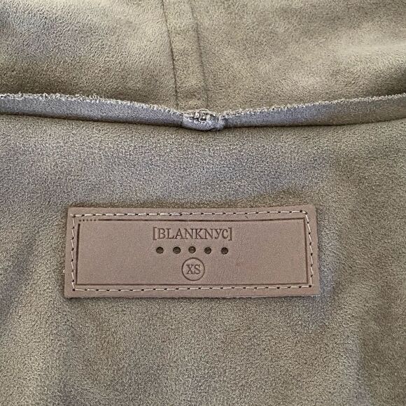 Blank NYC Taupe Faux Leather Suede Open Waterfall Drape Two Way Jacket Sz XS - Picture 10 of 16